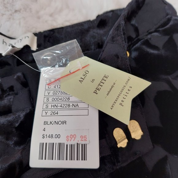 NWT Harlyn by Anthropologie Sienna Black Velvet Burnout Pants  SZ 4 - Picture 9 of 13